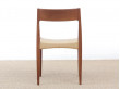 Mid-Century Modern danish set of 6 chairs in teak. de 6 chaises scandinaves en teck et corde. 
