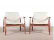 Mid century modern scandinavian pair of armchairs model 138 in teak by Finn Juhl