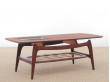Mid-Century  modern  coffee table in in teak and cane by Louis Van Teeffelen.