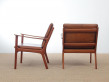 Mid-Century Modern Danish pair of  lounge chairs in teak model PJ 112 by Ole Wanscher
