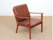 Mid-Century Modern Danish pair of  lounge chairs in teak model PJ 112 by Ole Wanscher