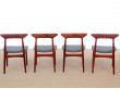 Mid-Century  modern scandinavian set of 4 teak dinning chairs by Kurt Østervig