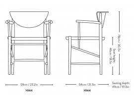 Drawn Armchair HM4 or model 317 by Hvidt and Mølgaard. New edition