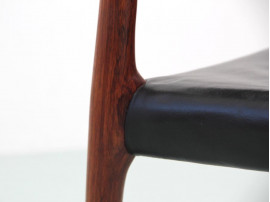 Mid-Century  modern scandinavian set of 6 chairs in Rio rosewood model n°80  by Niels Møller
