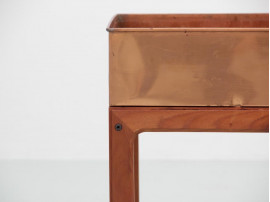 Mid-Century  modern scandinavian planter in teak and copper by Arne Wahl Iversen