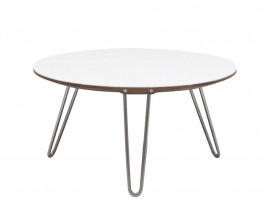 Table basse scandinave ronde Shark AK 1850, Massif ou Corian. Ø 70 cm ou 100 cm