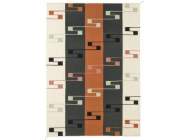 Mid-modern scandinavian rug model VK8 charcoal / white / orange