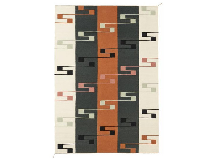Mid-modern scandinavian rug model VK8 charcoal / white / orange