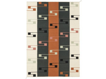 Mid-modern scandinavian rug model VK8 charcoal / white / orange