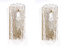 Mid century modern pair of wall cristal lamp by Carl Fagerlund