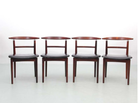 Mid-Century  modern scandinavian set of 4  chairs in rosewood model 465  by Helge Sibast